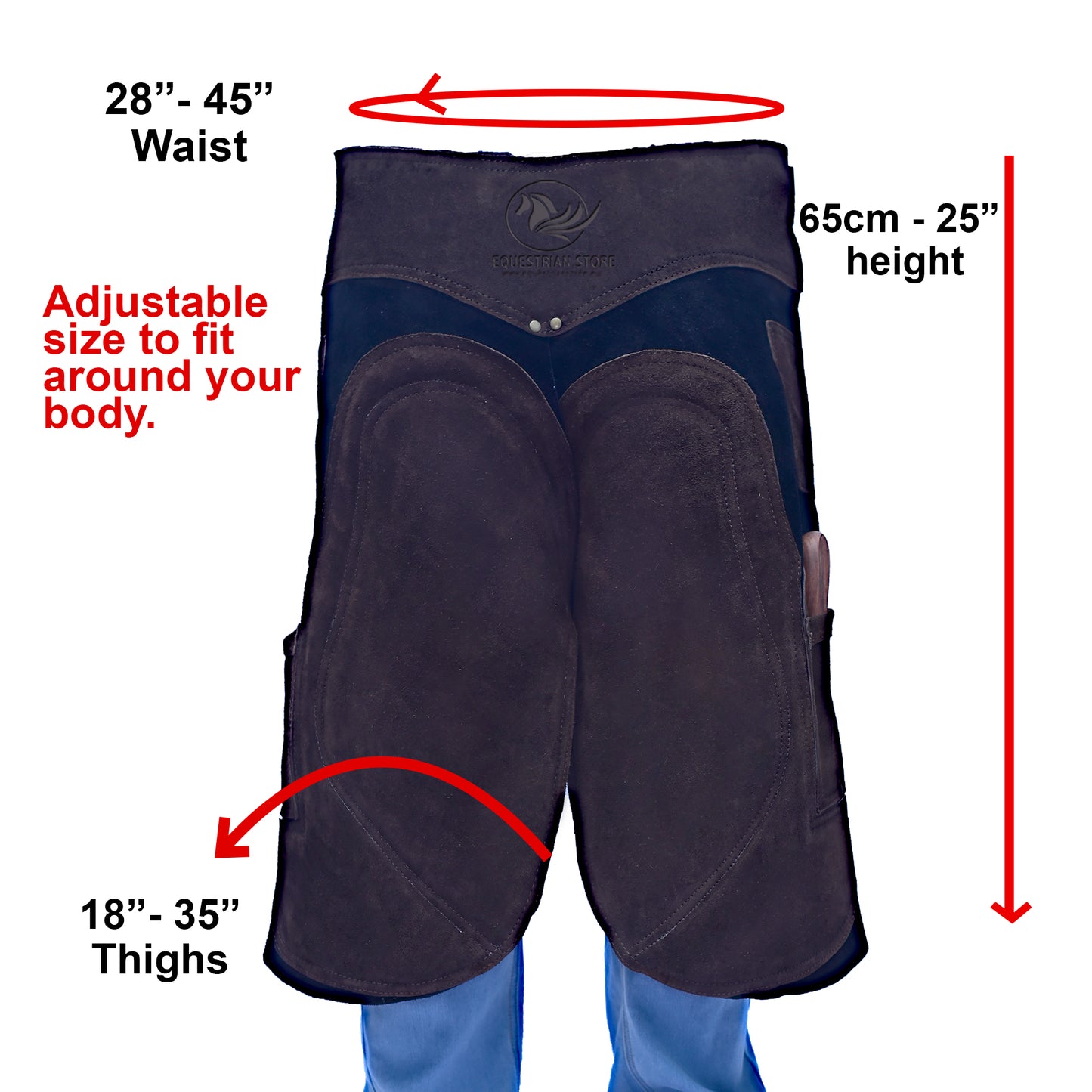 Farrier Apron 65cm(25Inches) Full Leather Professional Farrier Chaps, Back Support, Adjustable Waist (71cm to 133cm) 28"-52"