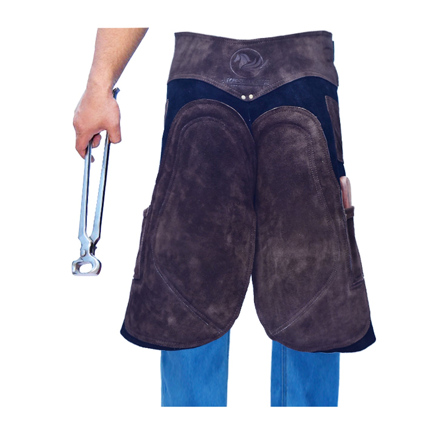 Farrier Apron 59cm(23Inches) Full Leather Professional Farrier Chaps, Back Support, Adjustable Waist (71cm to 133cm) 28"-52"