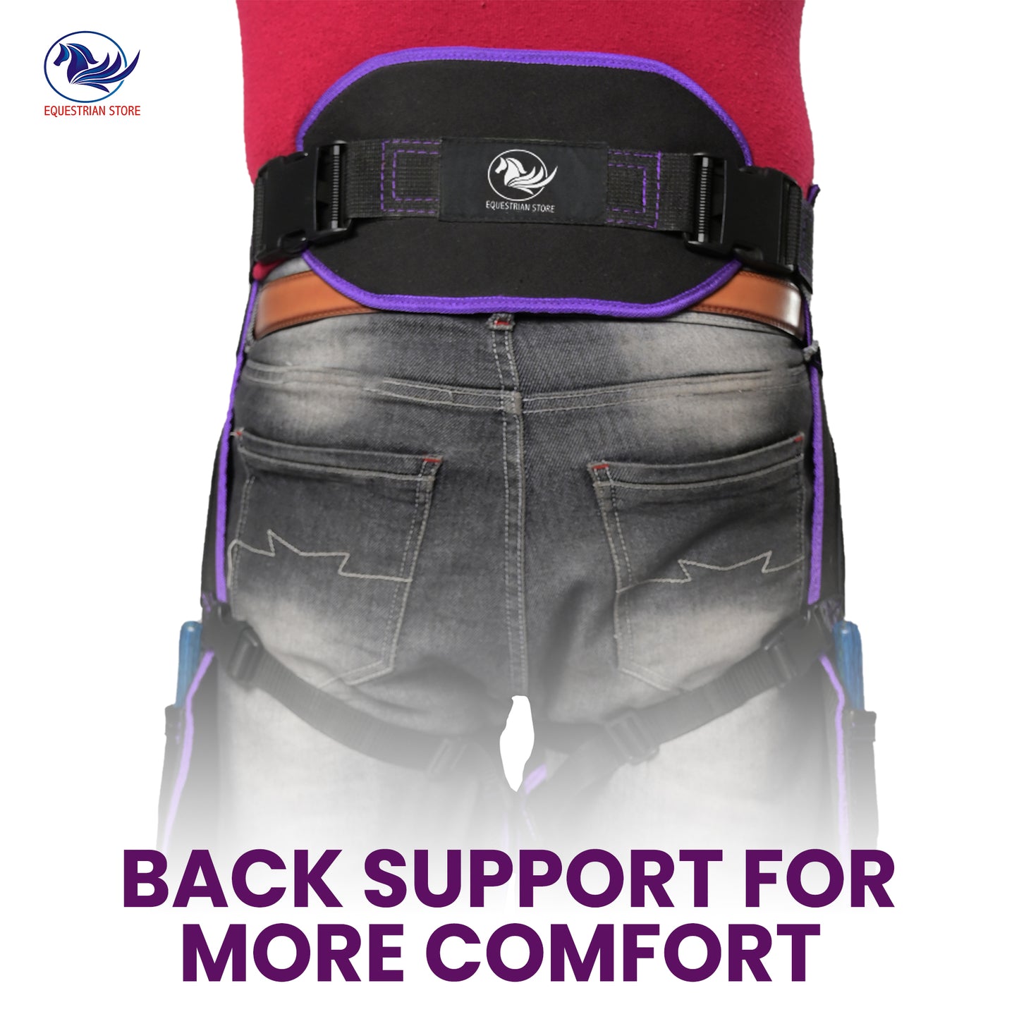 Premium Leather Farrier Apron with Heavy-Duty Canvas, Adjustable Ambidextrous Tool Pockets, EVO Foam Padding, Breathable Air-Mesh – Professional Farrier Chaps for Horseshoeing, Hoof Trimming. 65cm-(25 Inches) Purple Piping