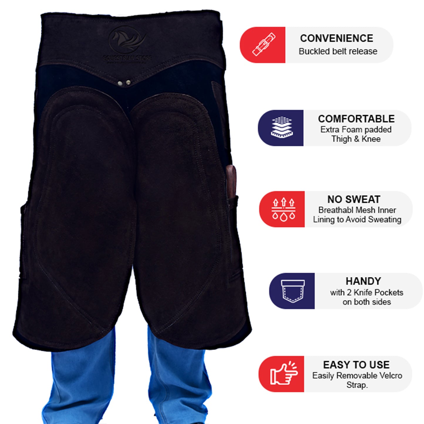 Farrier Apron 65cm(25Inches) Full Leather Professional Farrier Chaps, Back Support, Adjustable Waist (71cm to 133cm) 28"-52"