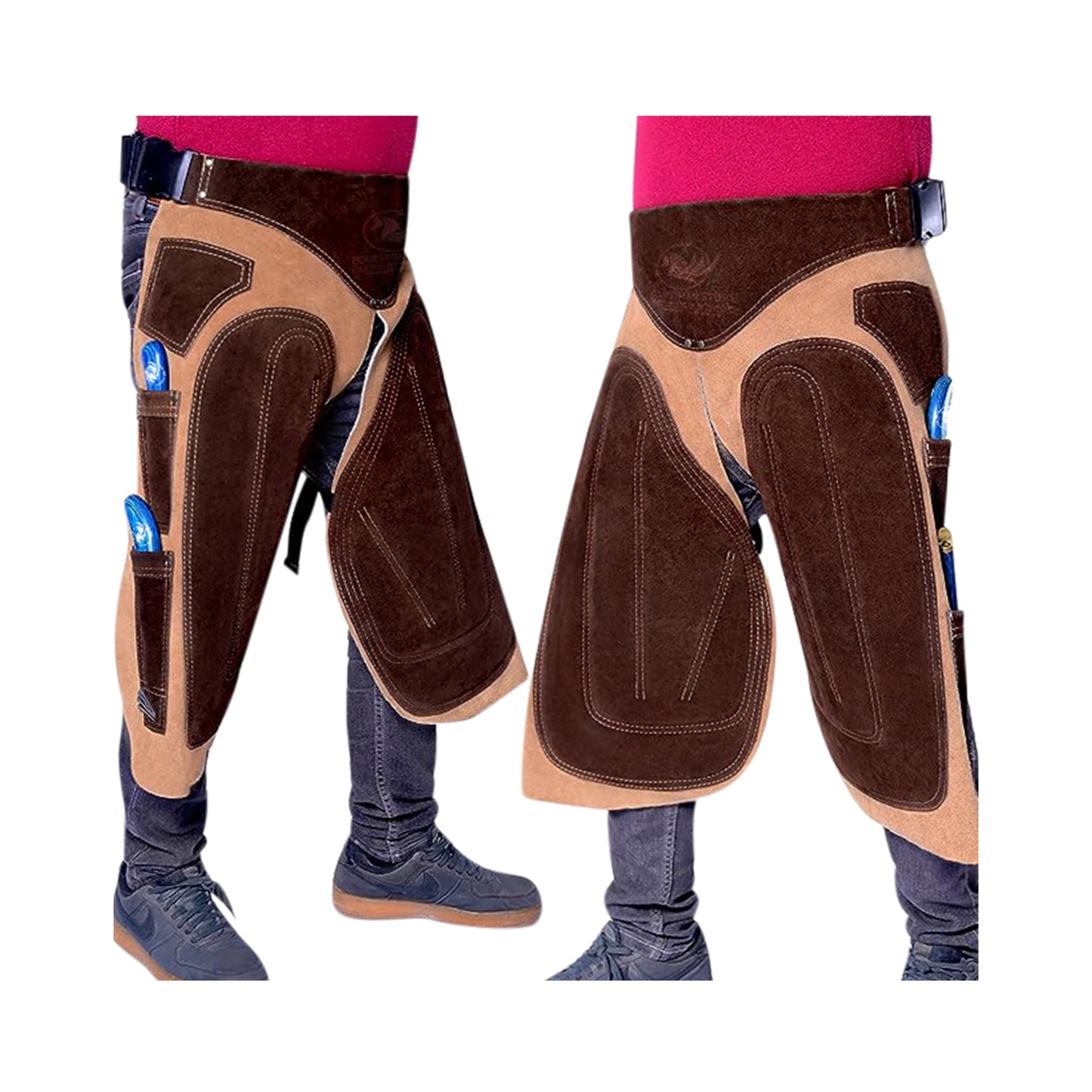 Farrier Apron 65cm(25Inches) Full Leather Professional Farrier Chaps, Back Support, Adjustable Waist (71cm to 133cm) 28"-52"