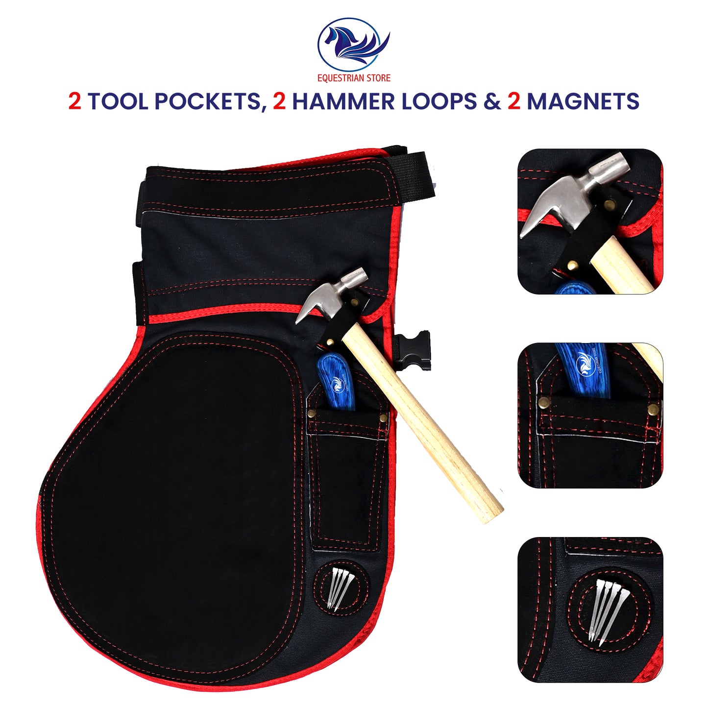 Premium Leather Farrier Apron with Heavy-Duty Canvas, Adjustable Ambidextrous Tool Pockets, EVO Foam Padding, Breathable Air-Mesh – Professional Farrier Chaps for Horseshoeing, Hoof Trimming. 59cm-23 Inches