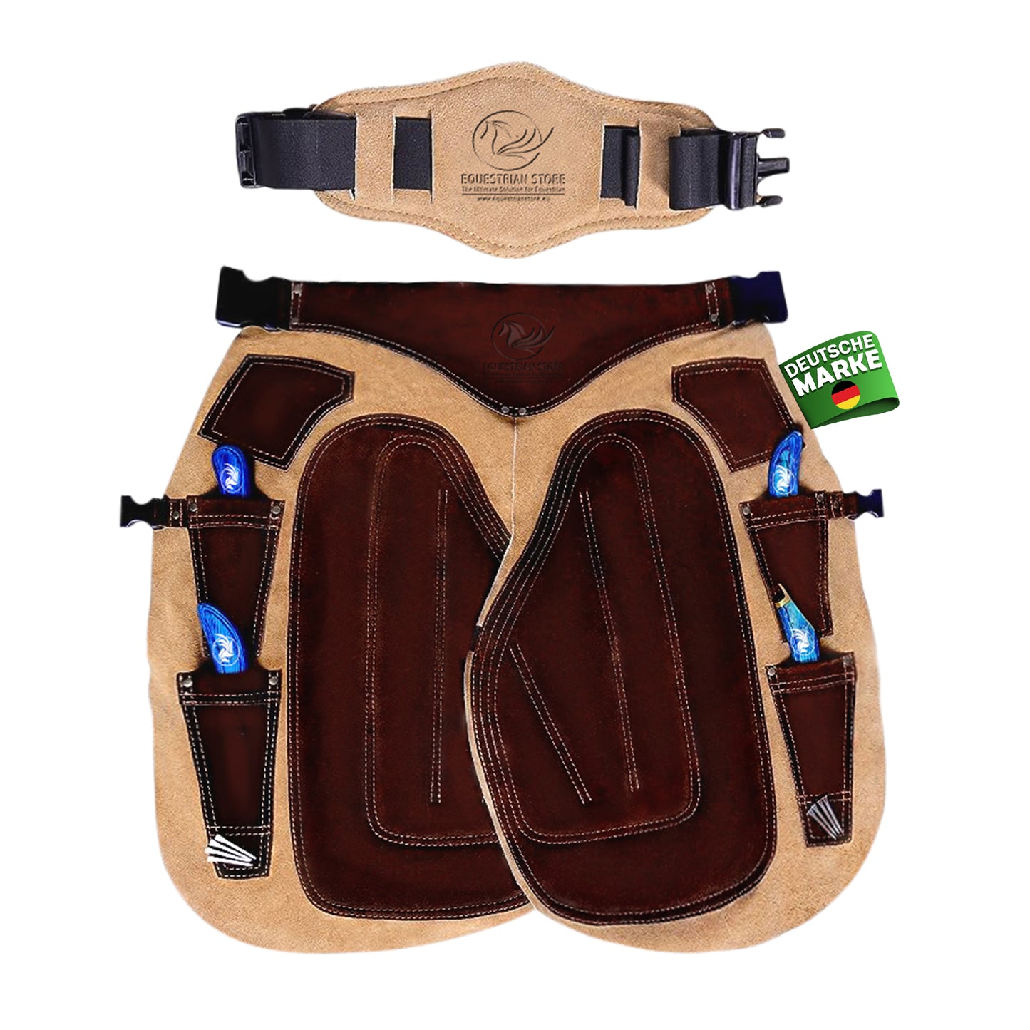 Farrier Apron 65cm(25Inches) Full Leather Professional Farrier Chaps, Back Support, Adjustable Waist (71cm to 133cm) 28"-52"