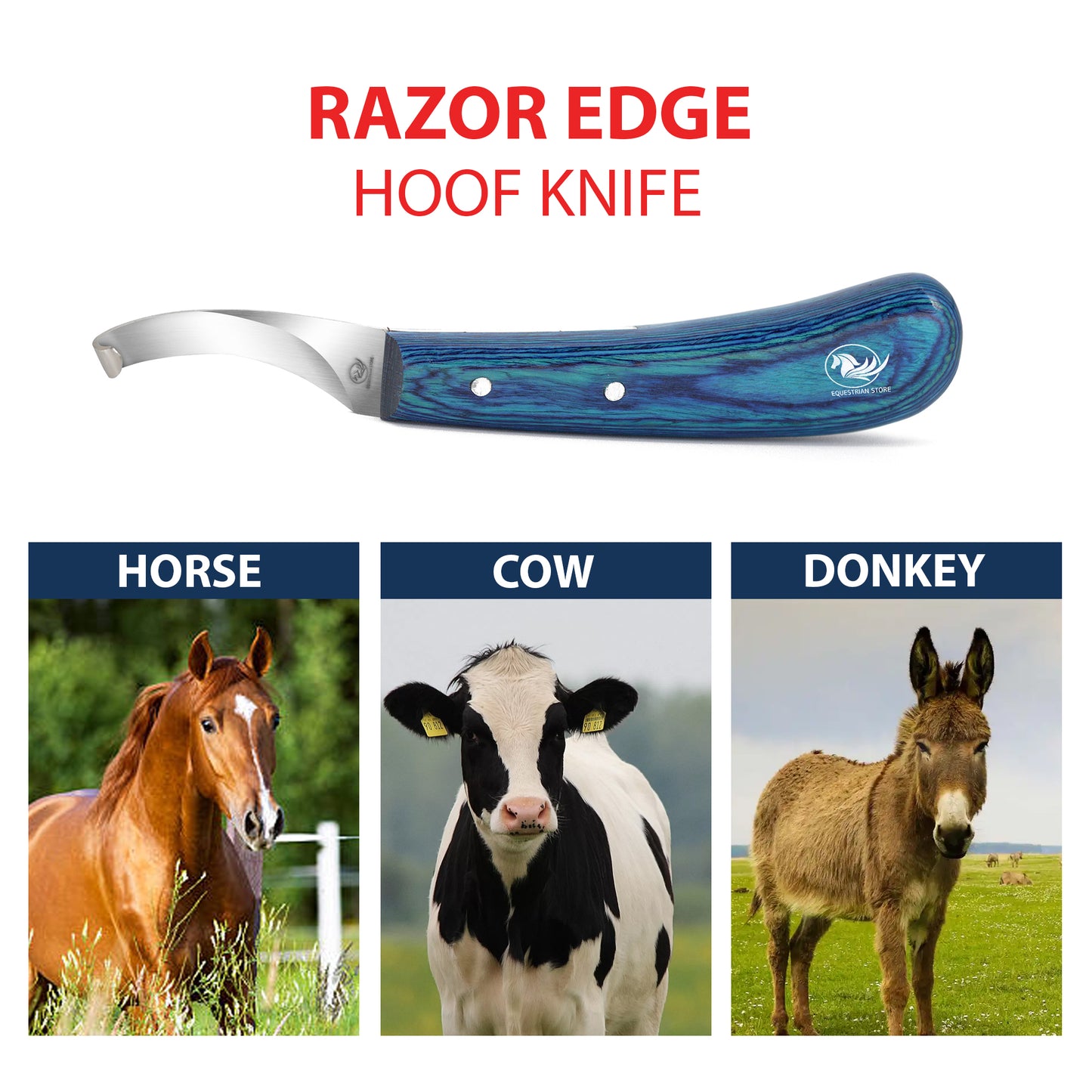 Professional Hoof Knife – Stainless Steel Farrier Tool for Horse Hoof Trimming-Right-Handed