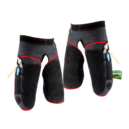 Premium Leather Farrier Apron with Heavy-Duty Canvas, Adjustable Ambidextrous Tool Pockets, EVO Foam Padding, Breathable Air-Mesh – Professional Farrier Chaps for Horseshoeing, Hoof Trimming.  59cm-23 Inches