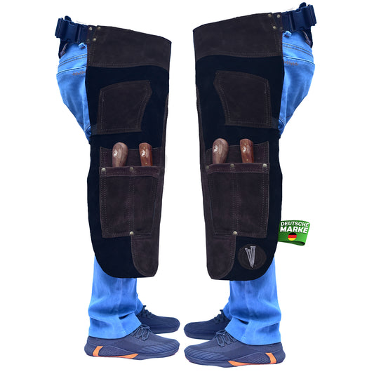 Farrier Apron 65cm(25Inches) Full Leather Professional Farrier Chaps, Back Support, Adjustable Waist (71cm to 133cm) 28"-52"