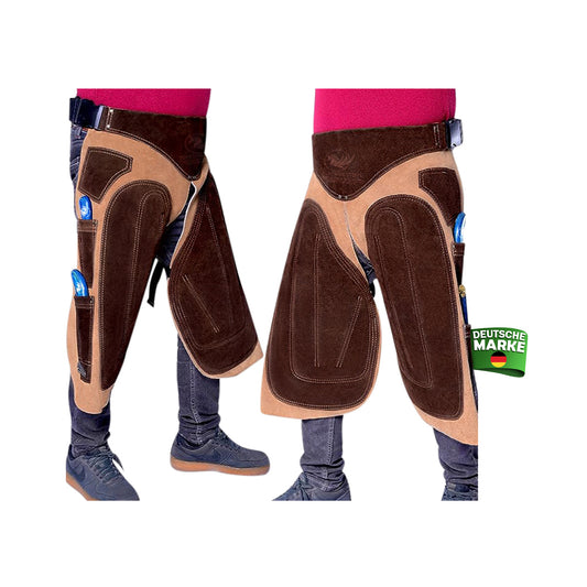 Farrier Apron 65cm(25Inches) Full Leather Professional Farrier Chaps, Back Support, Adjustable Waist (71cm to 133cm) 28"-52"
