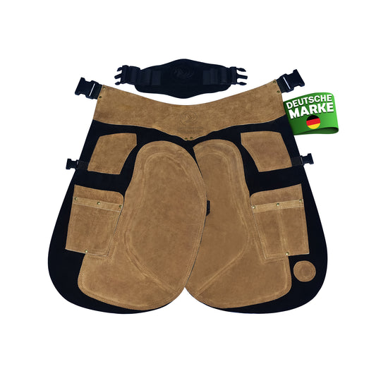 Farrier Apron 59cm(23Inches) Full Leather Professional Farrier Chaps, Back Support, Adjustable Waist (71cm to 133cm) 28"-52"